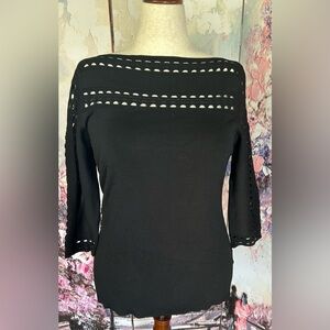 Alexia Admor - Black Boat Neck Open Work Sweater. Size L